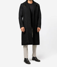 Load image into Gallery viewer, Men&#39;s Black Belted Collar Wool Long Coat
