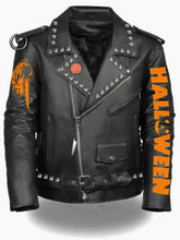 Load image into Gallery viewer, Halloween Belted Black Leather Jacket

