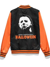 Load image into Gallery viewer, Halloween Men&#39;s Bomber Black and Orange Jacket
