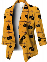 Load image into Gallery viewer, Halloween Pumpkin Printed Yellow Blazer
