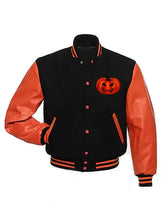 Load image into Gallery viewer, Halloween Black &amp; Orange Varsity Jacket
