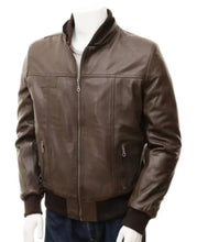 Load image into Gallery viewer, Mens Distressed Brown Hooded Leather Jacket

