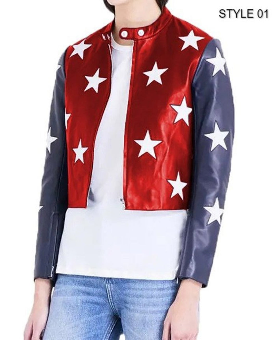 Independence Day Cropped Real Leather Jacket
