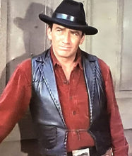 Load image into Gallery viewer, The Virginian James Drury Black Leather Vest
