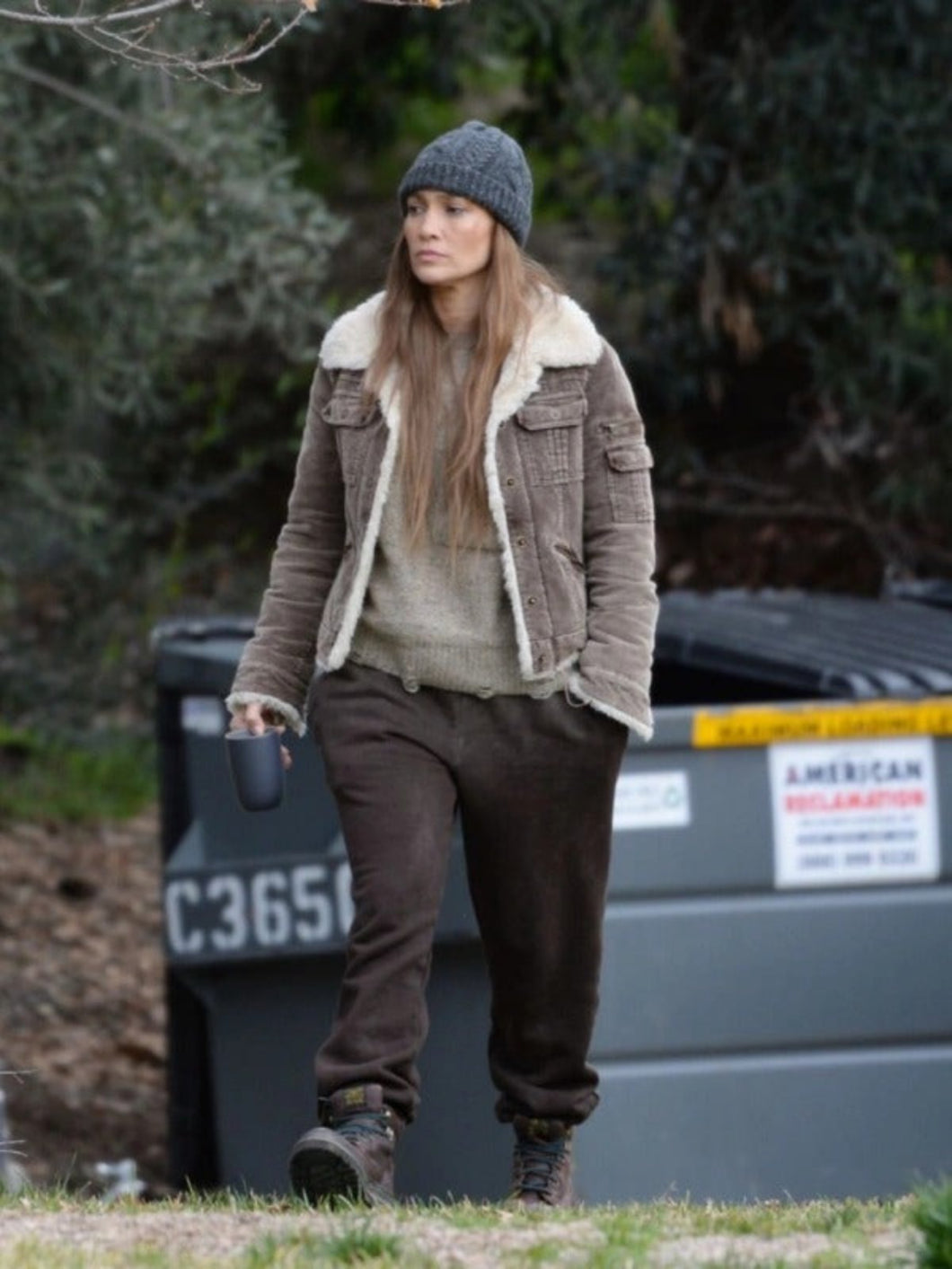 Jennifer Lopez The Mother 2023 Brown Shearling Jacket