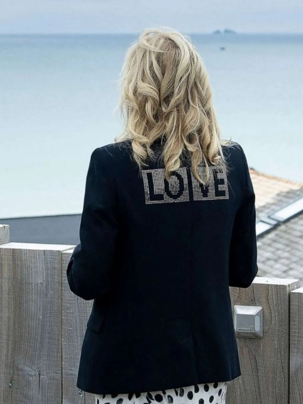 First Lady Jill Biden Black Love Blazer Coat