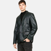 Load image into Gallery viewer, Mens Dark Green Leather Blazer
