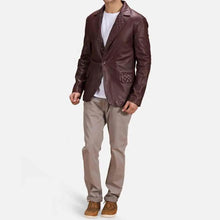 Load image into Gallery viewer, Mens Maroon Leather Blazer
