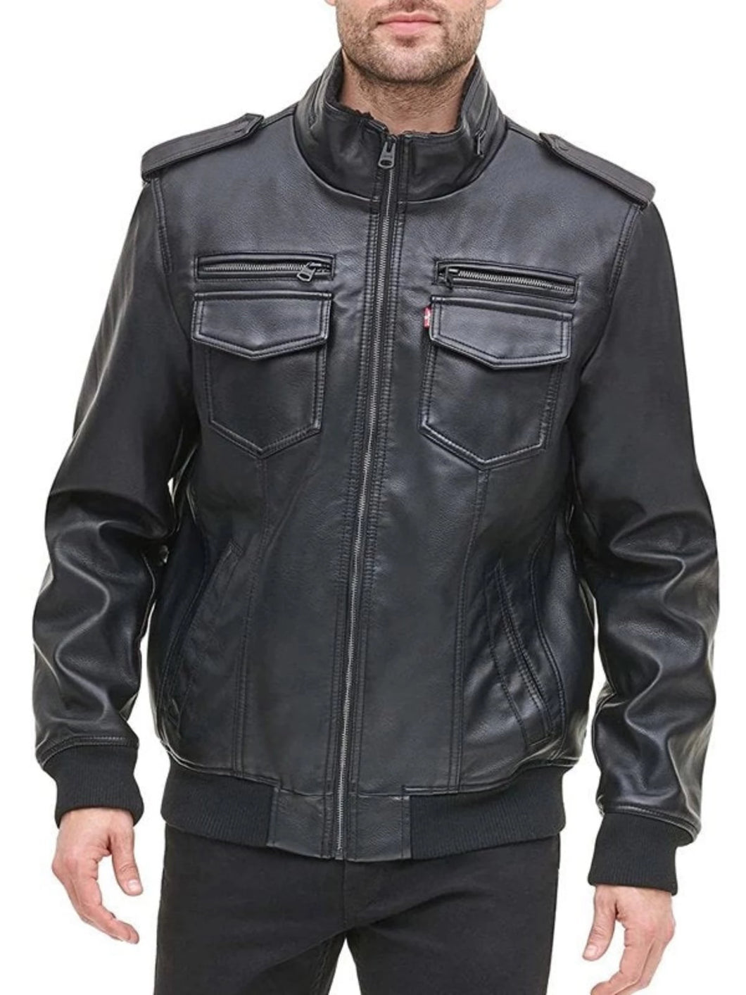 Mens Glamorous Black Aviator Leather Jacket