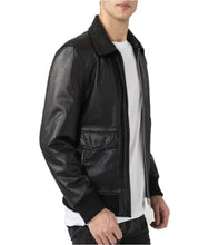 Load image into Gallery viewer, New Mens Black Bomber Moto Leather Jacket
