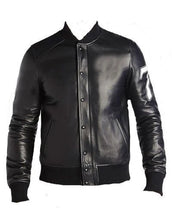 Load image into Gallery viewer, Mens Black Bomber Stylish Bad Boy Leather Jacket
