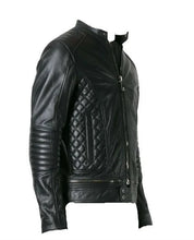 Load image into Gallery viewer, Mens Black Bomber Quilted Leather stylish Jacket
