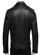 Load image into Gallery viewer, Mens Body Fit Quilted Black Biker Jacket
