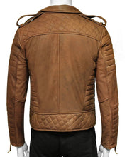 Load image into Gallery viewer, Mens Brown Padded Sleeves Biker Jacket
