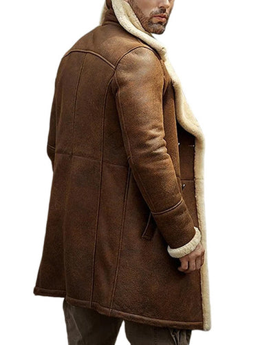 Mens Glamorous Fur Shearling Brown Leather Coat