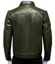 Load image into Gallery viewer, New Mens Olive Green Moto Leather Jacket
