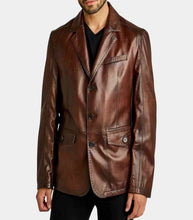 Load image into Gallery viewer, Mens Glamorous Dark Brown Leather Blazer
