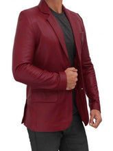 Load image into Gallery viewer, Men’s Maroon Real Leather Blazer Jacket
