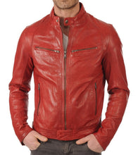 Load image into Gallery viewer, Mens Casual Stylish Red Motorcycle Jacket
