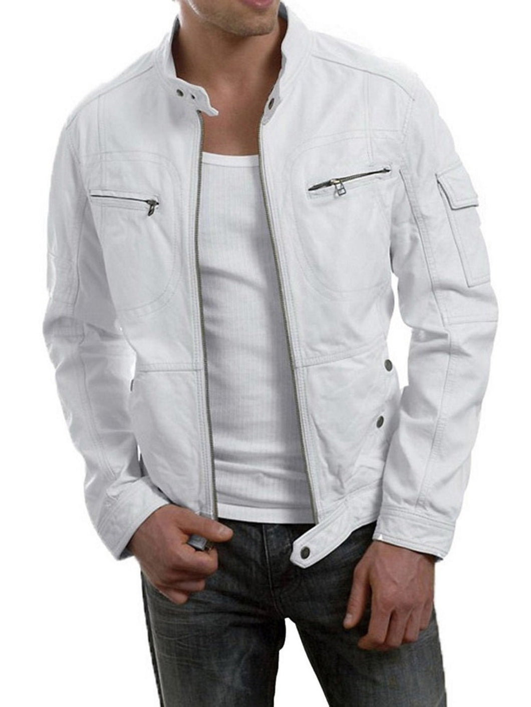 Men’s Vintage White Real Leather Jackets