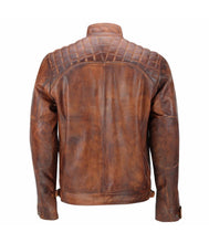 Load image into Gallery viewer, Men&#39;s Café Racer Motorcycle Quilted Brown Jacket
