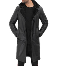 Load image into Gallery viewer, Mens Jet Black Shearling Leather Coat
