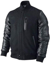 Load image into Gallery viewer, Micheal B Jordan Black Biker Wool and Leather Jacket
