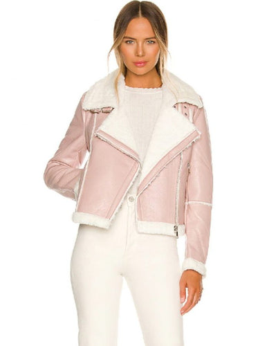 Girls5eva Season 2 Busy Philipps Pink Shearling Leather Jacket