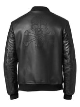 Load image into Gallery viewer, Mens  Python Bomber Luxury Black Leather Jacket
