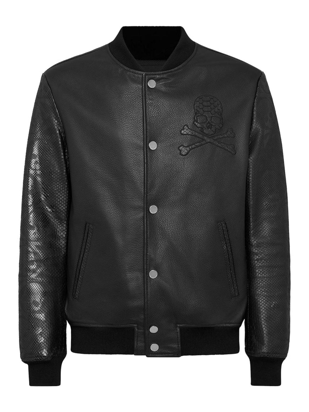 Mens  Python Bomber Luxury Black Leather Jacket