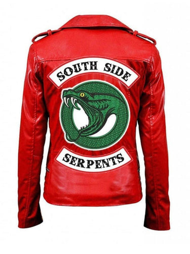 Unisex Riverdale Southside Serpents Red Biker Leather Jacket