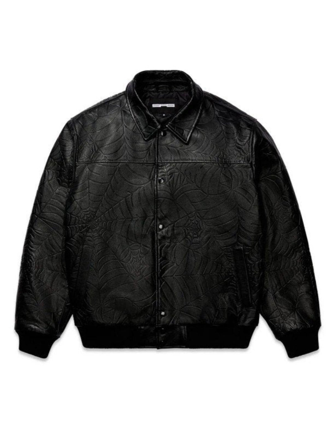 Sp5der Black Debossed Web Jacket