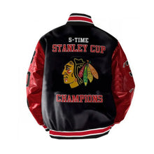 Load image into Gallery viewer, Stanley Champions Blackhawks Chicago Black Leather Jacket
