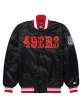 Load image into Gallery viewer, 49ers Black Satin Starter Jacket
