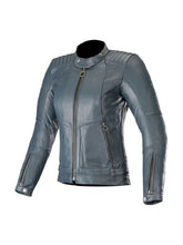 Load image into Gallery viewer, Women Stone Blue Biker Leather Jacket
