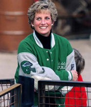 Load image into Gallery viewer, Princess Diana Philadelphia Eagles Green and White Bomber jacket
