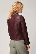 Load image into Gallery viewer, Womens Genuine Lambskin Leather Biker Jacket
