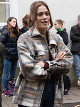 Load image into Gallery viewer, Rose Reid Surprised By Oxford 2023 Caro Drake Grey Plaid Coat
