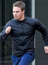 Load image into Gallery viewer, Arrow Stephen Amell Black Leather Jacket
