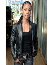 Load image into Gallery viewer, The Matrix Jada Pinkett Smith Black Leather Jacket
