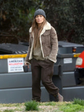 Load image into Gallery viewer, Jennifer Lopez The Mother 2023 Brown Shearling Jacket
