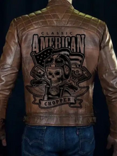 Load image into Gallery viewer, Mens Designer Classic American Choppers Vintage Motorcycle Brown Leather Jacket
