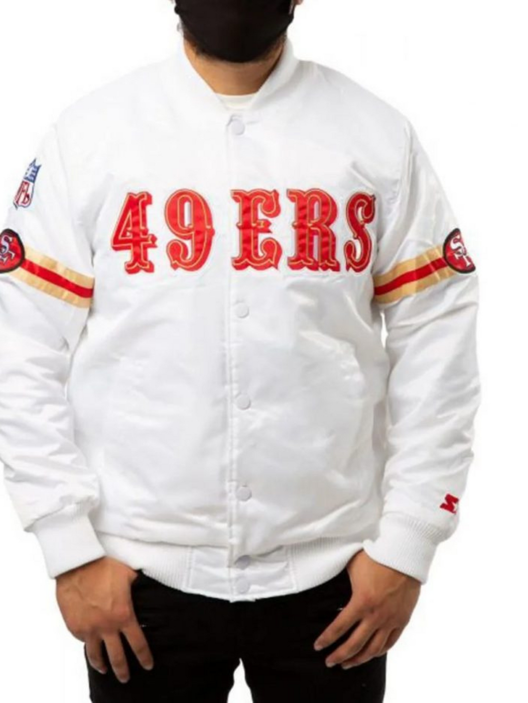 Starter San Francisco 49ers White Bomber Jacket
