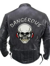 Load image into Gallery viewer, Mens Black Dangerous Biker Leather Motorcycle Jacket
