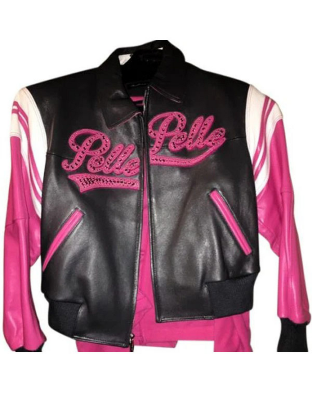 Pelle Pelle 1978 Bomber Pink & Black Leather Jacket