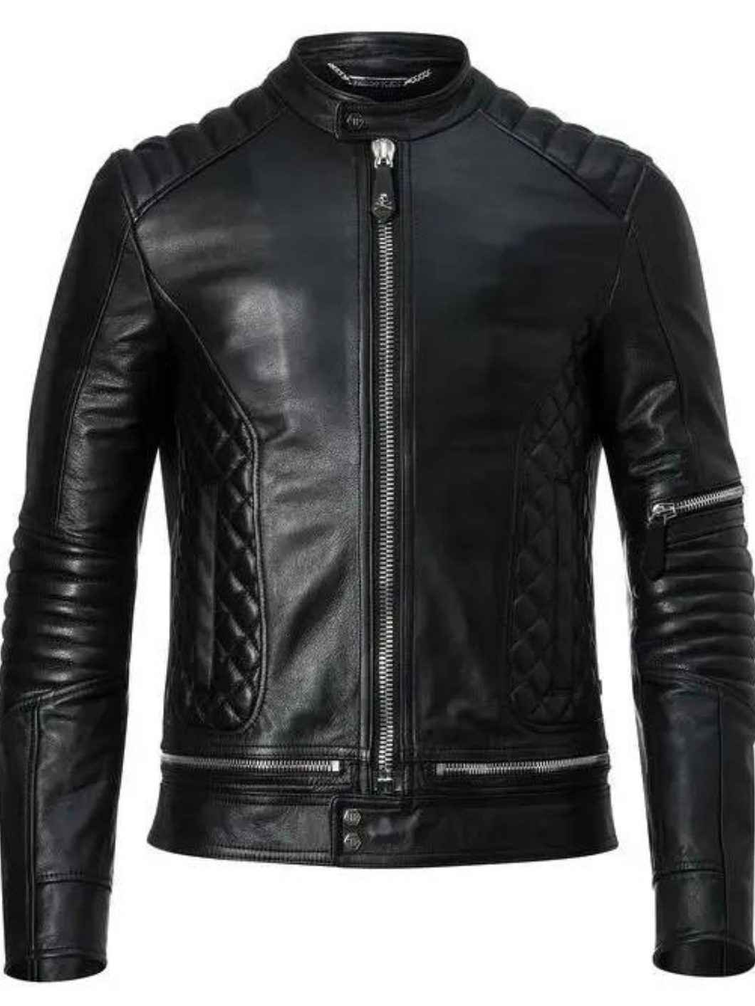Mens Black Bomber Quilted Leather stylish Jacket