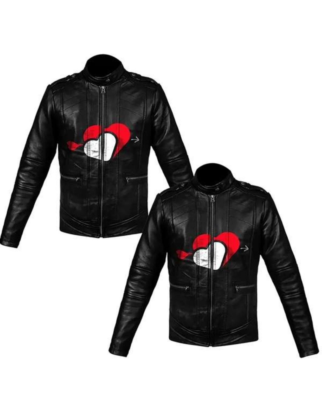 Valentines Couple Black Leather Jacket