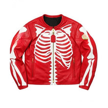 Load image into Gallery viewer, Men&#39;s Vanson Skeleton Bones Red Leather Jacket
