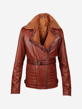 Load image into Gallery viewer, Women Blingsoul Brown Leather Asymmetrical Jacket
