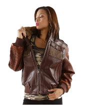 Load image into Gallery viewer, Women Pelle Pelle Bomber Brown Leather Jacket
